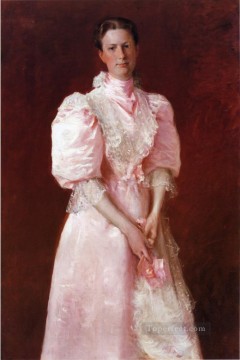  Robert Pintura al %C3%B3leo - Estudio en rosa también conocido como Retrato de la Sra. Robert P McDougal William Merritt Chase